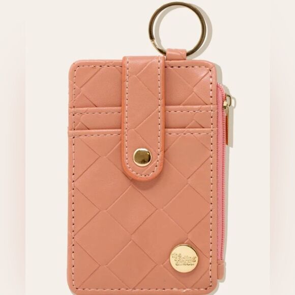 NWT The Darling Effect Woven Keychain Wallet Card Holder - Rose Color - Picture 1 of 9